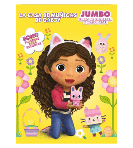 La casa de muñecas de Gabby. JUMBO Libro de colorear y actividades. Pulsera conejos